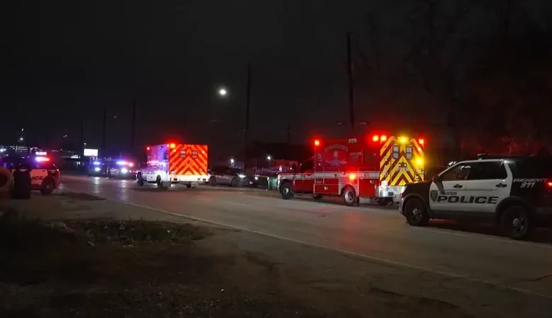 Houston Police Department cruiser responding to a deadly Houston home invasion on Lockwood Drive.