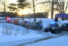 Rock County Sheriff's deputies securing the UW-Whitewater Rock County campus perimeter.