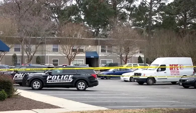 Ambulance responding to the scene where an infant and man were shot.