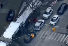 Police investigate the scene of a Bronx murder-suicide on Johnson Avenue.