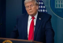 President Trump addresses the media regarding the Alex Pretti shooting on Tuesday.