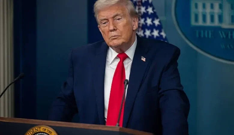 President Trump addresses the media regarding the Alex Pretti shooting on Tuesday.