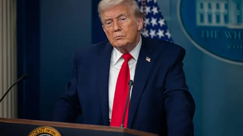 President Trump addresses the media regarding the Alex Pretti shooting on Tuesday.