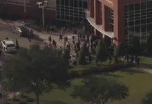 Houston Police responding to the Dobie High School lockdown on February 17, 2026.