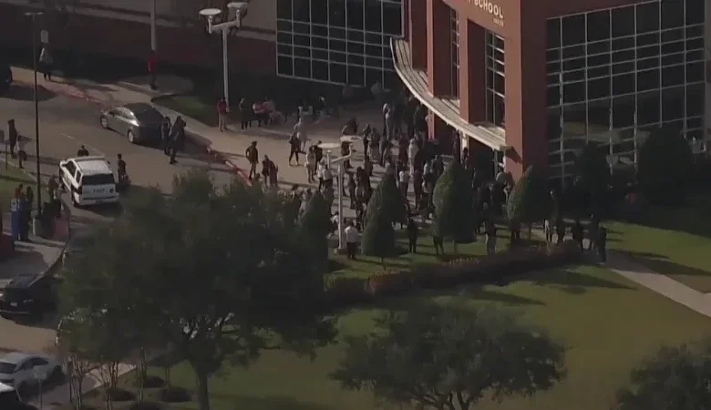 Houston Police responding to the Dobie High School lockdown on February 17, 2026.