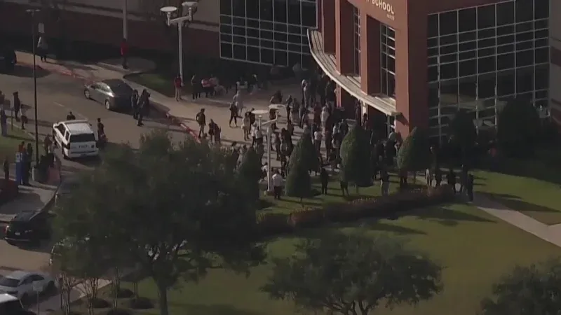 Houston Police responding to the Dobie High School lockdown on February 17, 2026.