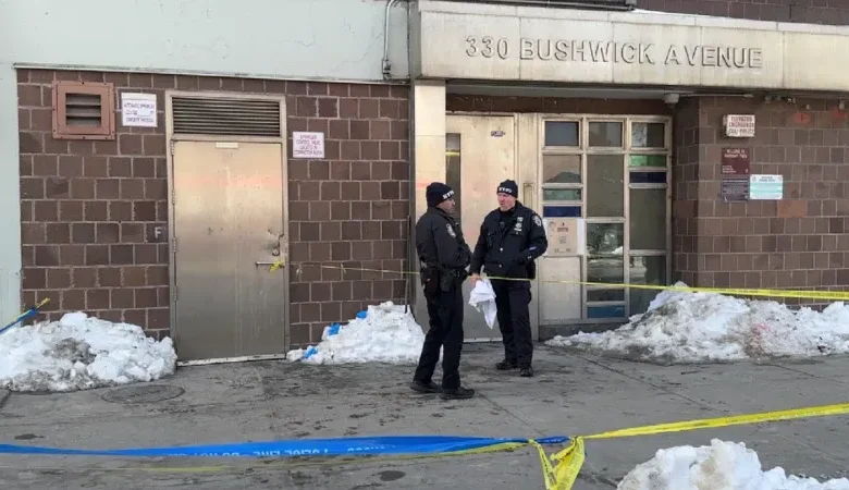 NYPD securing the scene at 330 Bushwick Avenue where Michelle Montgomery was found.