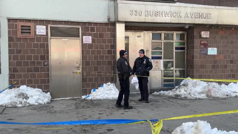 NYPD securing the scene at 330 Bushwick Avenue where Michelle Montgomery was found.