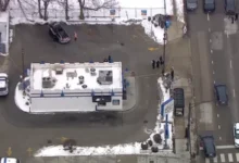 A vehicle fire at the scene of the Near West Side shooting on Roosevelt Road.