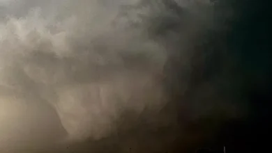 A dangerous Cleo Springs tornado moving through rural Oklahoma on March 6, 2026.