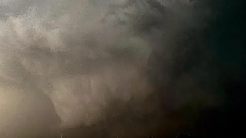 A dangerous Cleo Springs tornado moving through rural Oklahoma on March 6, 2026.