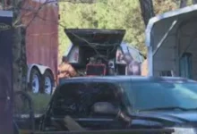 Fire crews survey the structural damage after a deadly Thomasville house fire.