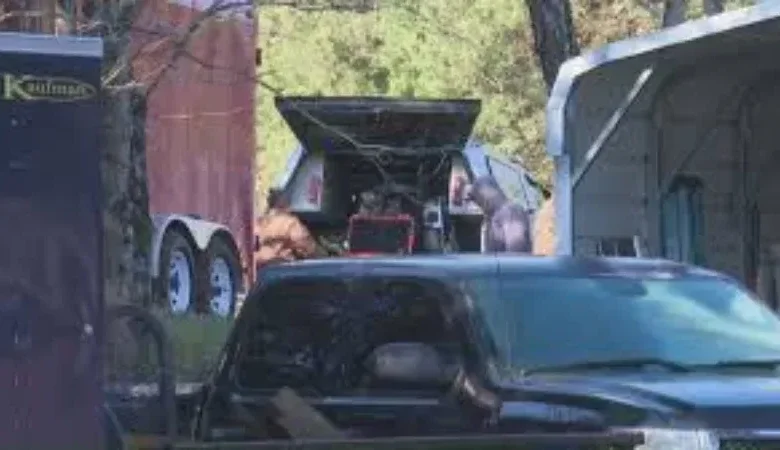 Fire crews survey the structural damage after a deadly Thomasville house fire.
