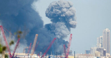 Smoke rises in the sky after blasts were heard in Bahrain