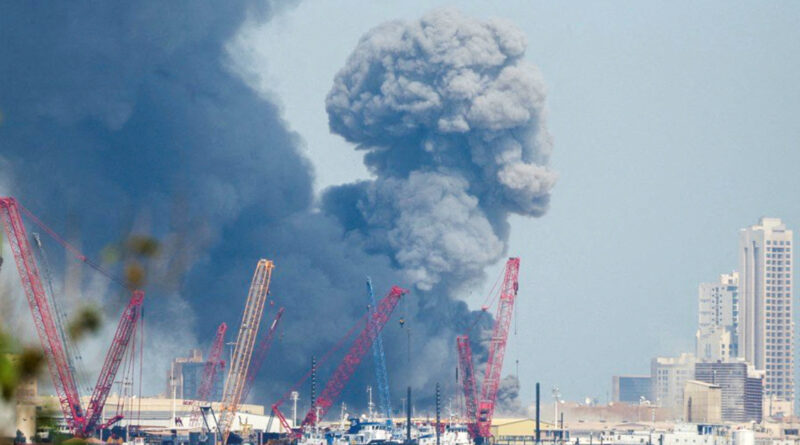 Smoke rises in the sky after blasts were heard in Bahrain