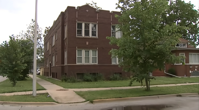 View of a residential street in south suburban Riverdale, Illinois.